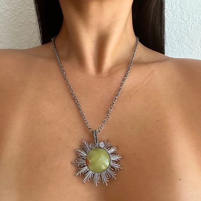 Green Agate Silver Necklace