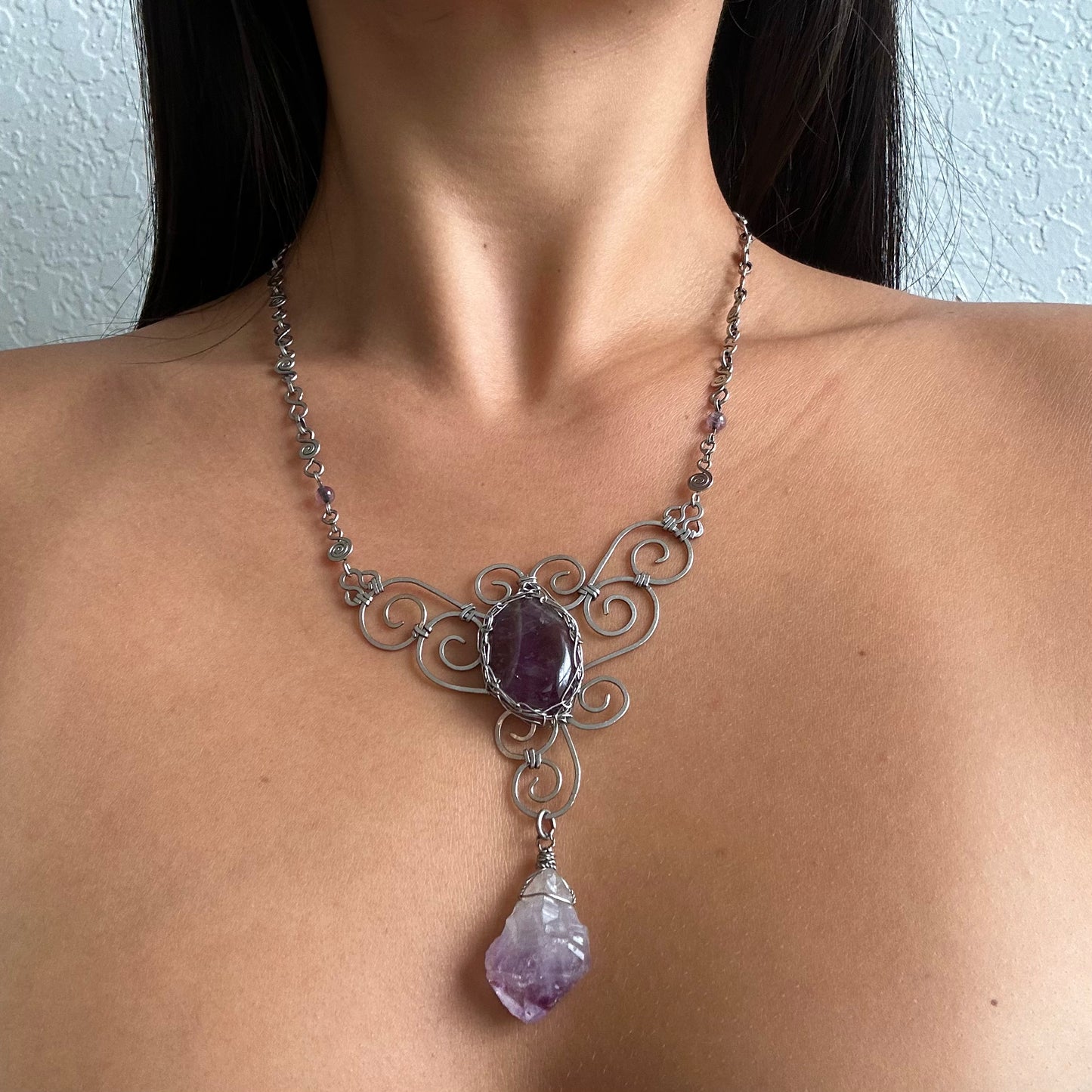 Amethyst Silver Necklace