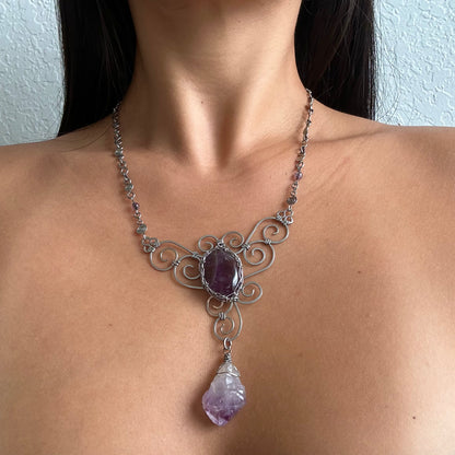 Amethyst Silver Necklace